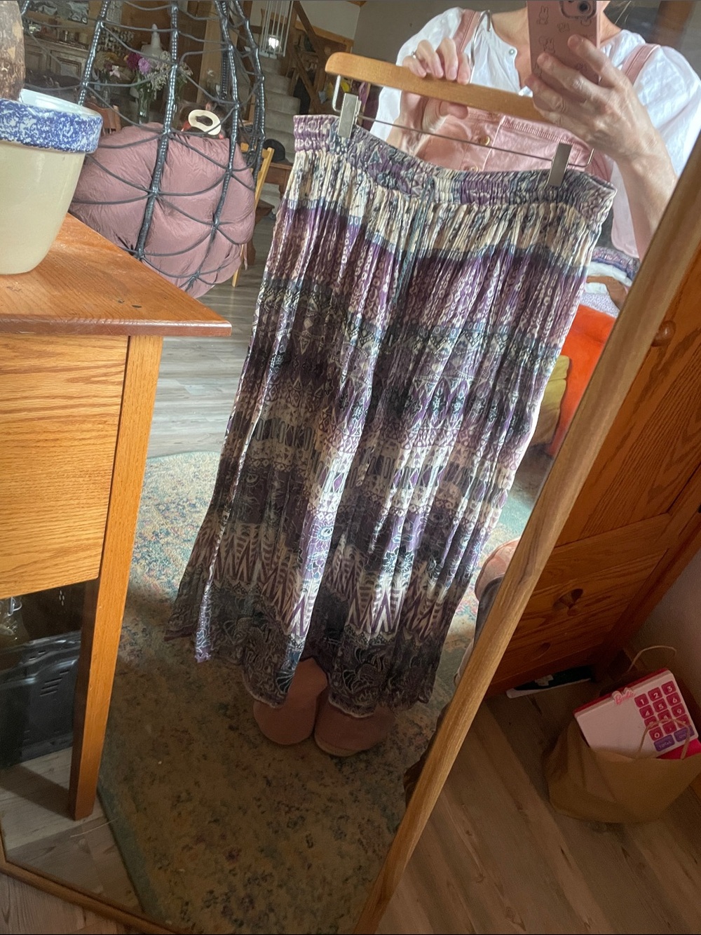 Vintage Cotton Floral Maxi Skirt OS